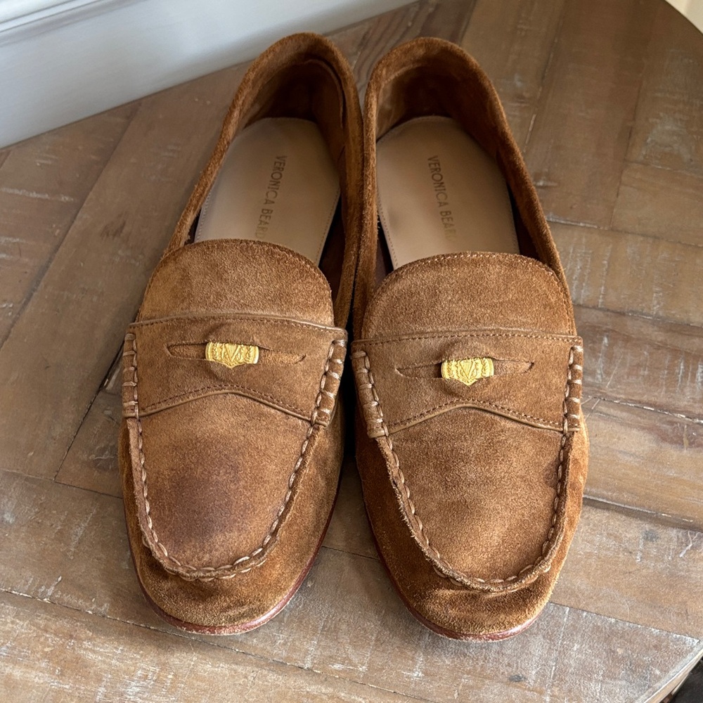 Veronica Beard Tan Suede Loafers, 8.5